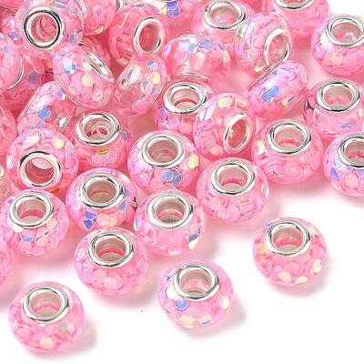 Transparent Resin Rondelle European Beads