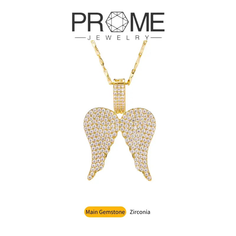 (CN068) Angel Wings Zircon Pendant Necklace Romantic Elegant Design Women Ideal Gift for Birthdays and Holidays