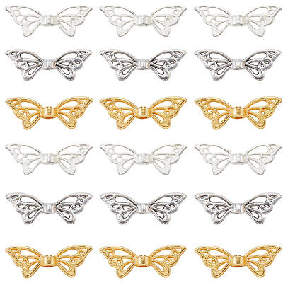 150Pcs 3 Colors Zinc Alloy Butterfly Beads