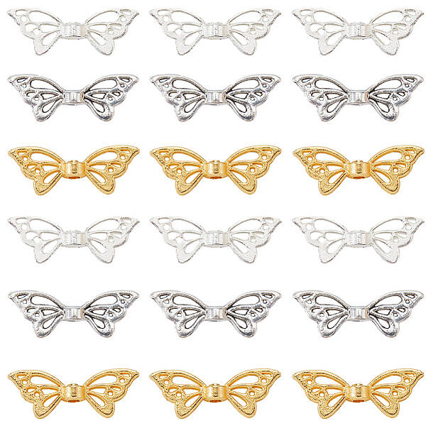 150Pcs 3 Colors Zinc Alloy Butterfly Beads