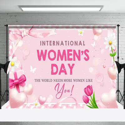 Aperturee Pink Sparkle Floral International Womens Day Backdrop, 3X2FT(1MX0.6M), 14 USD, AHF332A-M, commemorative backdrops