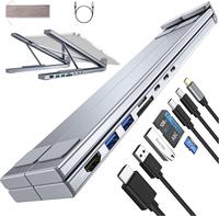 USB C Laptop Stand with Docking Station, 7 in 1 USB C Hub with 4K HDMI, 3xUSB-C, 2xUSB-A, 1xSD, 1xTF Port for MacBook/Dell/HP...