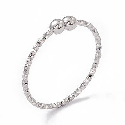 Non-Tarnish 304 Stainless Steel Round Ball Open Cuff Ring for Women
