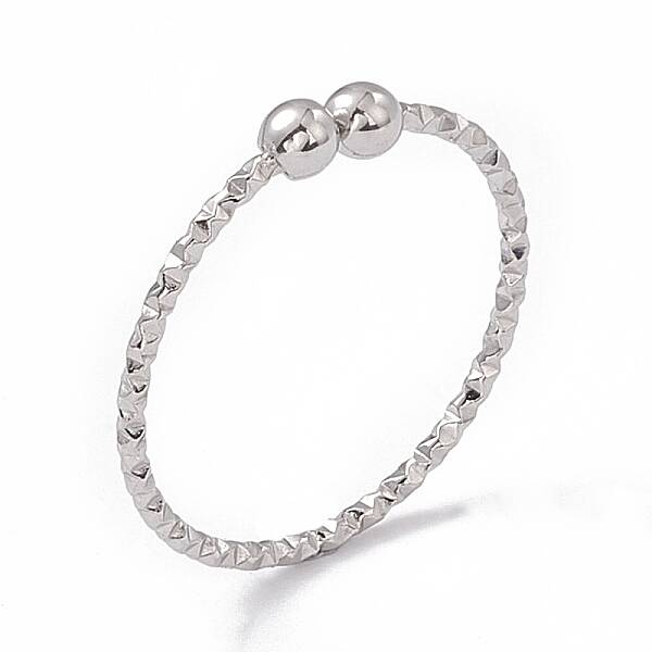 Non-Tarnish 304 Stainless Steel Round Ball Open Cuff Ring for Women