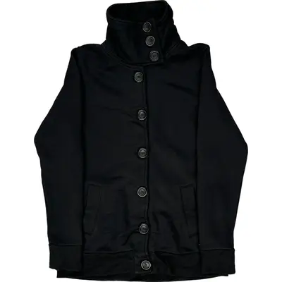 Oakley High Neck Button-Up Jacket - Small - Black Cotton Blend