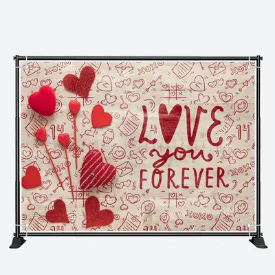 Love You Forever Sweet Letter Valentines Day Backdrop - Aperturee
