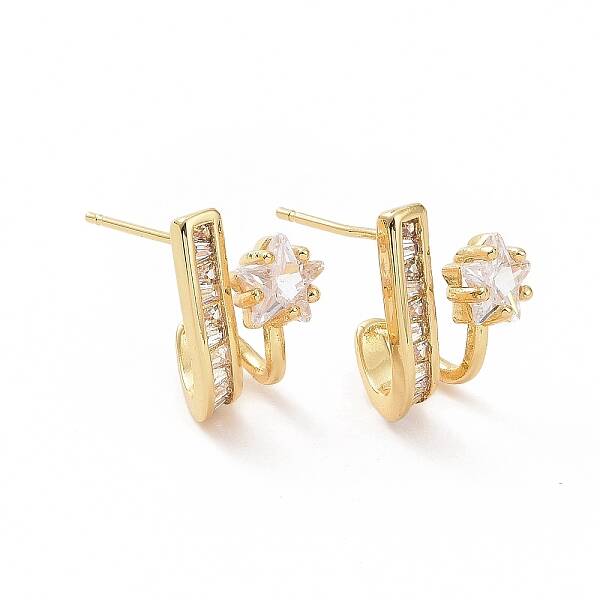 Clear Cubic Zirconia Star Stud Earrings