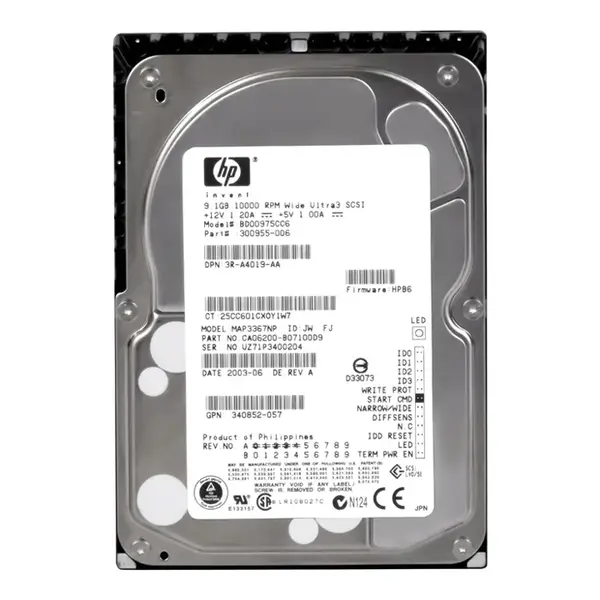 300955-006 HP 9.1GB Ultra-160 SCSI 10000 3.5-inch Hard Drive