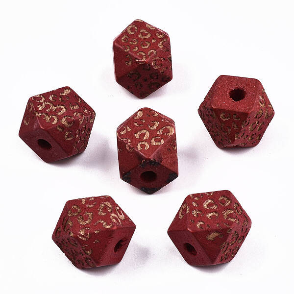Painted Natural Wood Beads
