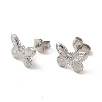 Non-Tarnish 304 Stainless Steel Butterfly Stud Earrings for Women