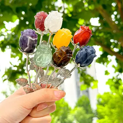 【Star Gate】Forever Crystal Rose Carving，Anniversary，multiple colors, different materials，Auspicious Birthday Daily ...