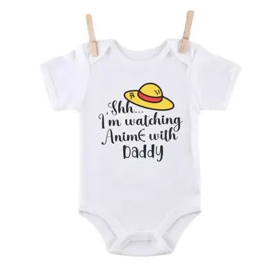 Cute Shh I’m Watching Anime With Daddy Baby Bodysuit, Funny Anime Baby Onesie, Cute Anime Fan Parents Gift, First Father’...