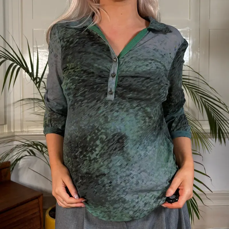 Unbranded Collared Mesh Top - Large Blue Nylon