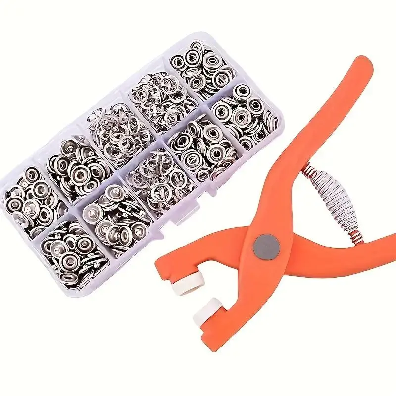 Sewing Button Set, 1 Set Sewing Button with Manual Pressure Pliers & Clear Storage Box, Metal Sewing Buttons for DIY Crafts, ...