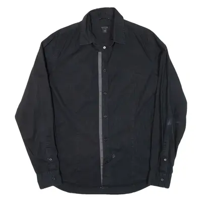 GUESS Mens Plain Shirt Black Long Sleeve L