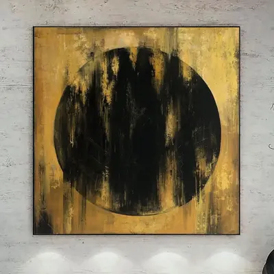 Abstract Gold Painting Canvas Abstract Black and Gold Painting Original Oil Painting on Canvas Minimalist Wall Art for Home W...