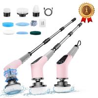 【Dovety×Mama Malina】Dovety Pink Electric Spin Scrubber, with 8 Replaceable Brush Heads, 2 Adjustable Speeds, 3 Adjustabl...