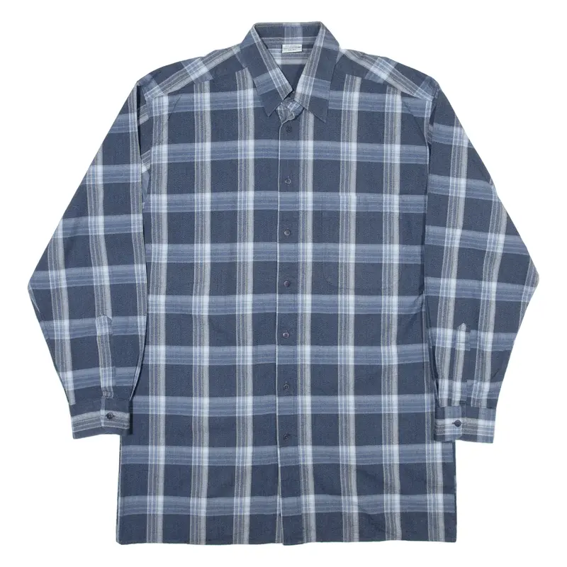 Tall Mens Shirt Blue Check Long Sleeve M