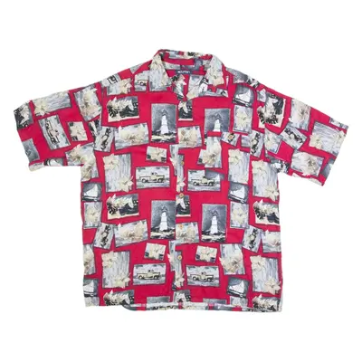 PURITAN Mens Hawaiian Shirt Red L