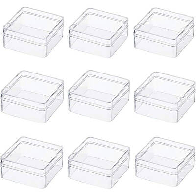 BENECREAT 10 Pack High Transparency 2.36x2.36x1.18 Plastic Bead Storage Containers for Earplugs