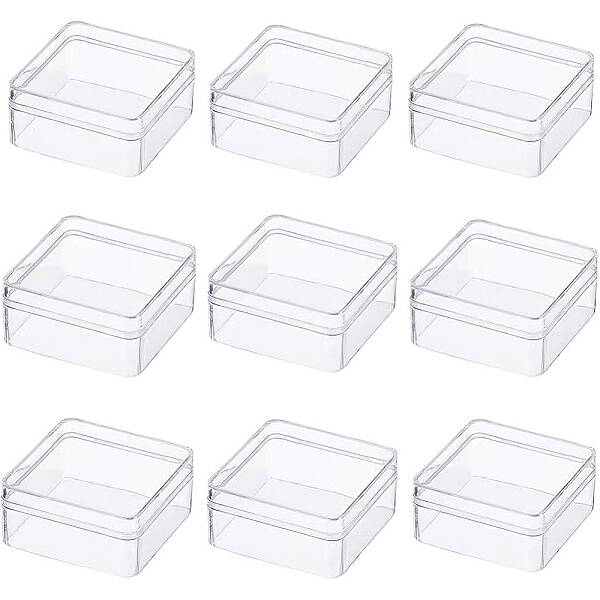BENECREAT 10 Pack High Transparency 2.36x2.36x1.18 Plastic Bead Storage Containers for Earplugs