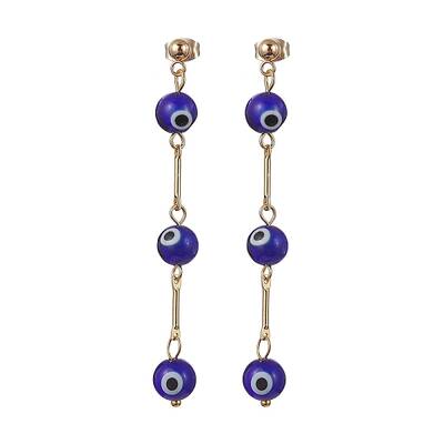 Evil Eye Lampwork Dangle Stud Earrings