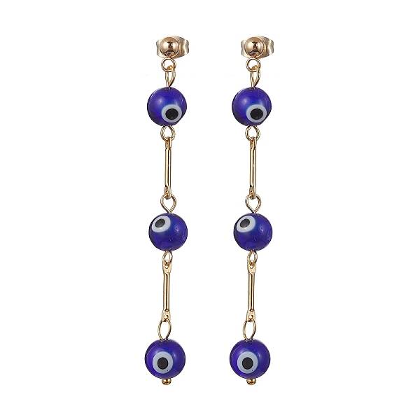 Evil Eye Lampwork Dangle Stud Earrings
