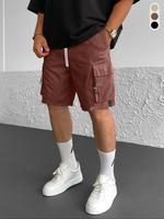 Men's Solid Flap Pocket Drawstring Waist Cargo Shorts, Loose Casual Athleisure Comfy Breathable Shorts for Summer, Men's Bot...
