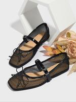 Women's Fashionable Solid Color Hollow Out Design Mary Jane Shoes, Casual Comfortable Breathable Flat Shoes for Summer, Light...