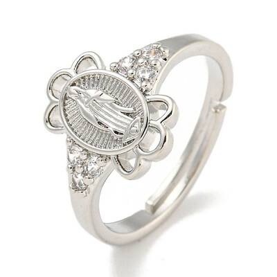 Oval with Saint Rack Plating Brass Micro Pave Cubic Zirconia Adjustable Rings