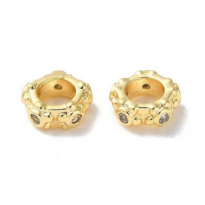 Brass Micro Pave Cubic Zirconia European Beads