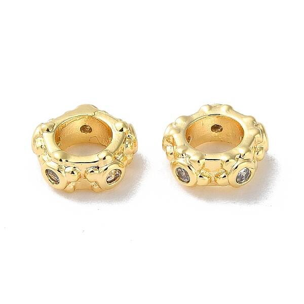 Brass Micro Pave Cubic Zirconia European Beads