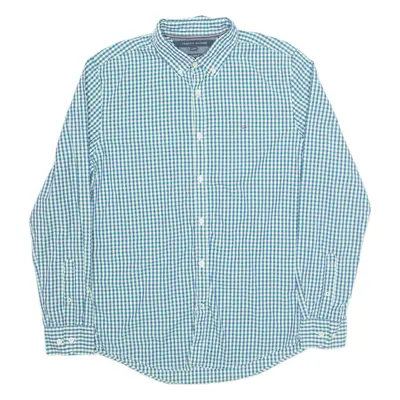 TOMMY HILFIGER New York Fit Mens Shirt Blue Gingham Long Sleeve M