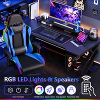 【Music Chair】Mr IRONSTONE Gaming Chair with Speakers and Led Lights Ergonomic Massage Computer Gaming Chair with Broaden ...