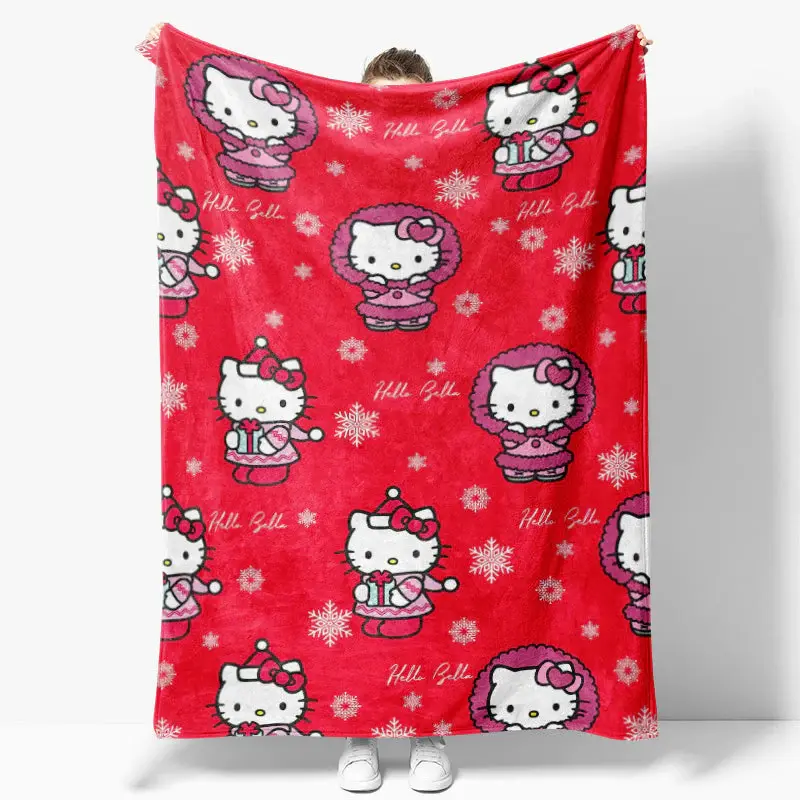 Custom Name Red Cute Cartoon Cats Snowflake Blanket - Aperturee