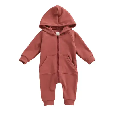 Baby Boys Girls Jumpsuit Hoodie Romper Zipper Long Sleeve Outfits Warm Clothes for Unisex