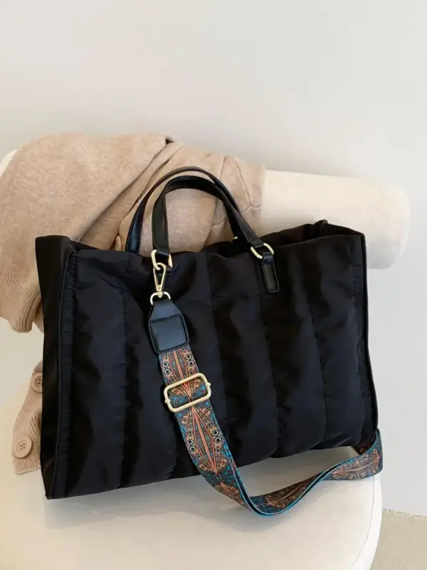 Summer 2024 Women's Casual Large Capacity Ethnic Pattern Strap Tote Bag, Fashionable Handheld Shoulder Bag with Adjustable St...