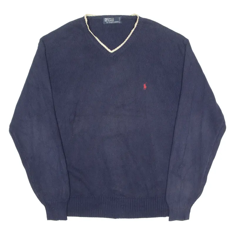 POLO RALPH LAUREN Mens Jumper Blue Tight Knit 2XL