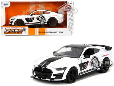 2020 Ford Mustang Shelby GT500 #65 White with Black Top and Stripes Ford Performance Bigtime Muscle Series 1/24 Diecast Model...