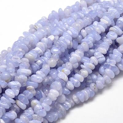 Natural Blue Lace Agate Chip Beads Strands