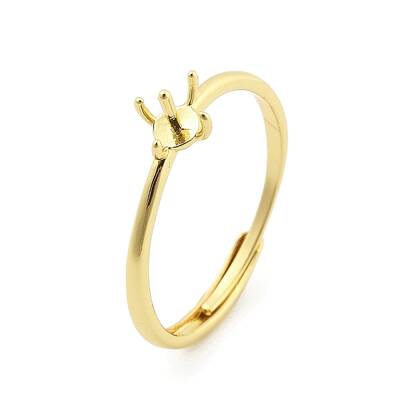 Flat Round Brass Adjustable Ring Settings