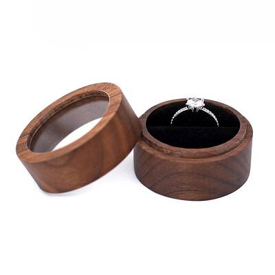 Round Wood Ring Storage Boxes
