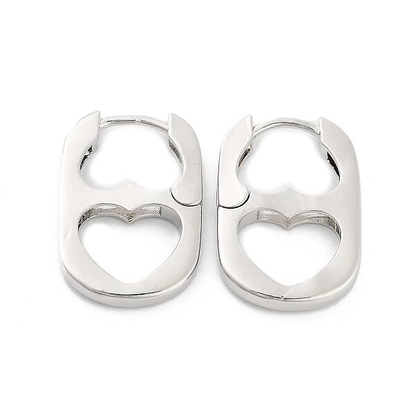 Heart Rack Plating Brass Hoop Earrings for Women
