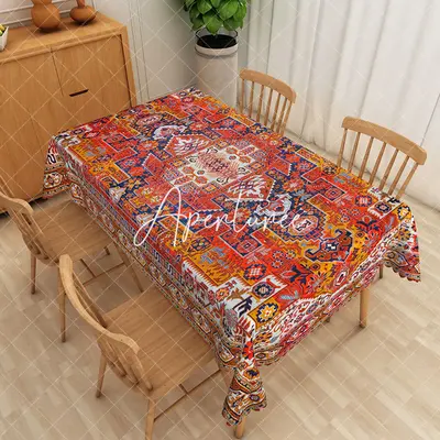 Aperturee Vibrant Striped Geometric Flower Rectangle Tablecloth, 52 x 70 inch, 30.82 USD, rectangle tablecloths, ZWH01982-A