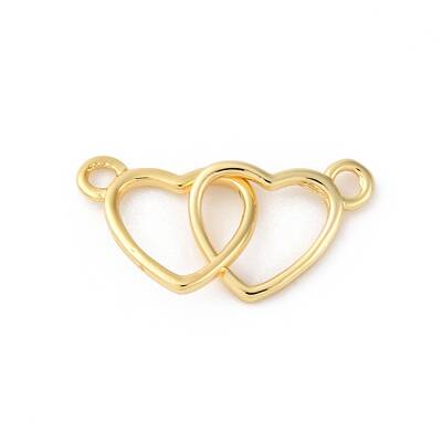 Brass Interlocking Heart Connector Charms