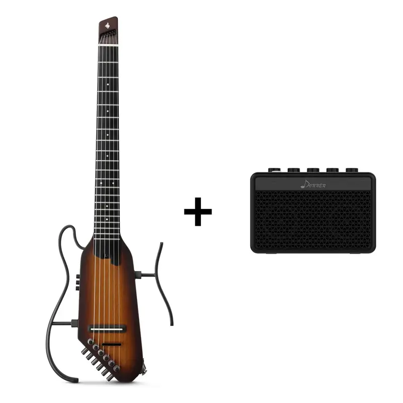 Donner HUSH™ C Nylon Acoustic-Electric Guitar - Sunburst / Guitar+5W Amplifier