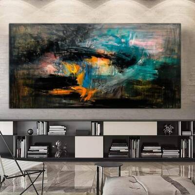 Original Oil Painting Canvas Dark Wall Art Heavy Textured Artwork Abstract Expressionism Painting Deep Colors Luxury Painting...