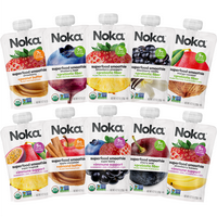 Noka Superfood Fruit Smoothie Pouches, Plant Protein and Prebiotic Fiber, Vegan and Gluten Free Snacks, Organic Squeeze Pouch...