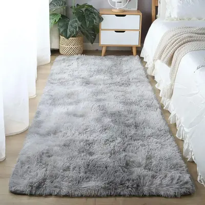 Tie Dye Fuzzy Bedside Large Rug, 1 Count Thicken Non-slip Soft Area Rug, Universal Decorative Floor Mat for Home Living Room ...
