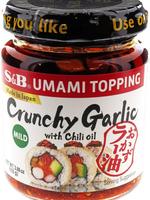S&B Umami Topping Crunchy Garlic with Chili Oil, Mild 3.88 oz Savory Flavor Dip Taffy